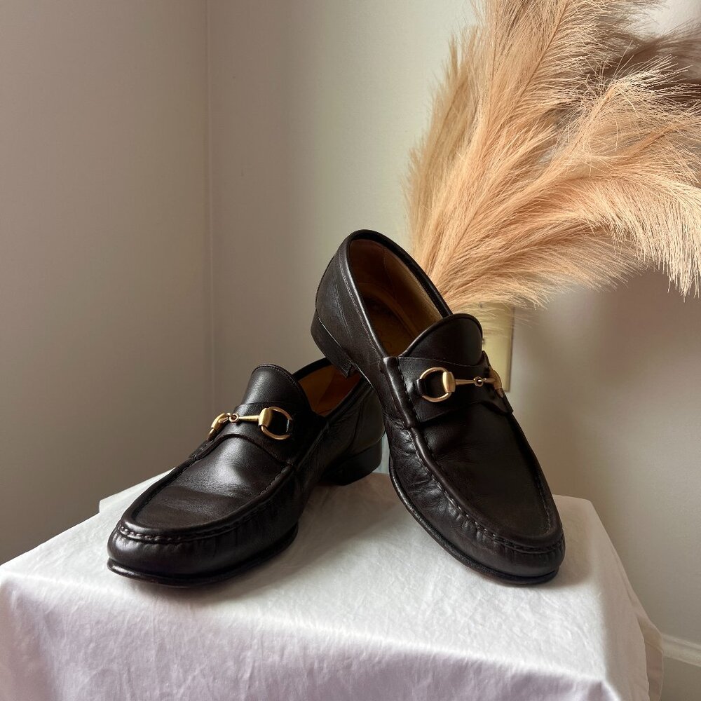 Gucci Men’s Brown Leather Horsebit Loafers | Size 11D